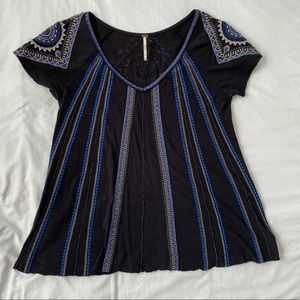 Free People Beaded V-Neck Top